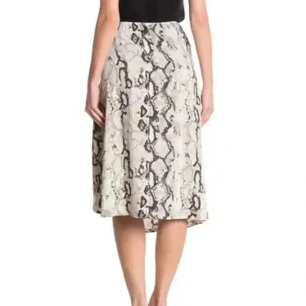 Laundry By Shelli Segal D Ring Midi Skirt Grey Printed Raven Python Small